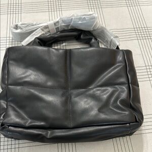 New Black Faux Leather Quilted Bag/Tote Removable or Adjustable Shoulder Strap